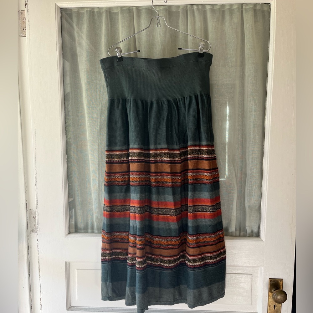 Peruvian Connection Sz XL 100% Pima Cotton Maxi Sweater Skirt w/colorful stripes